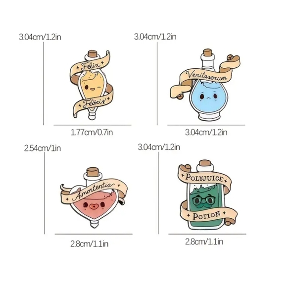 Kawaii Enamel Pin Harry Potter Magical Potions set plus hard gift box. - Picture 4 of 5